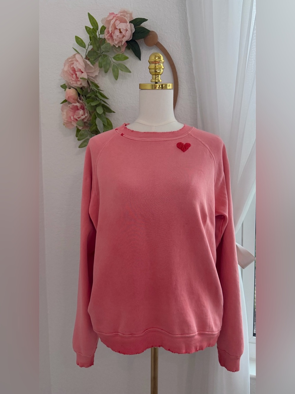 Classic Pink Heart Crewneck Sweatshirt - Women's